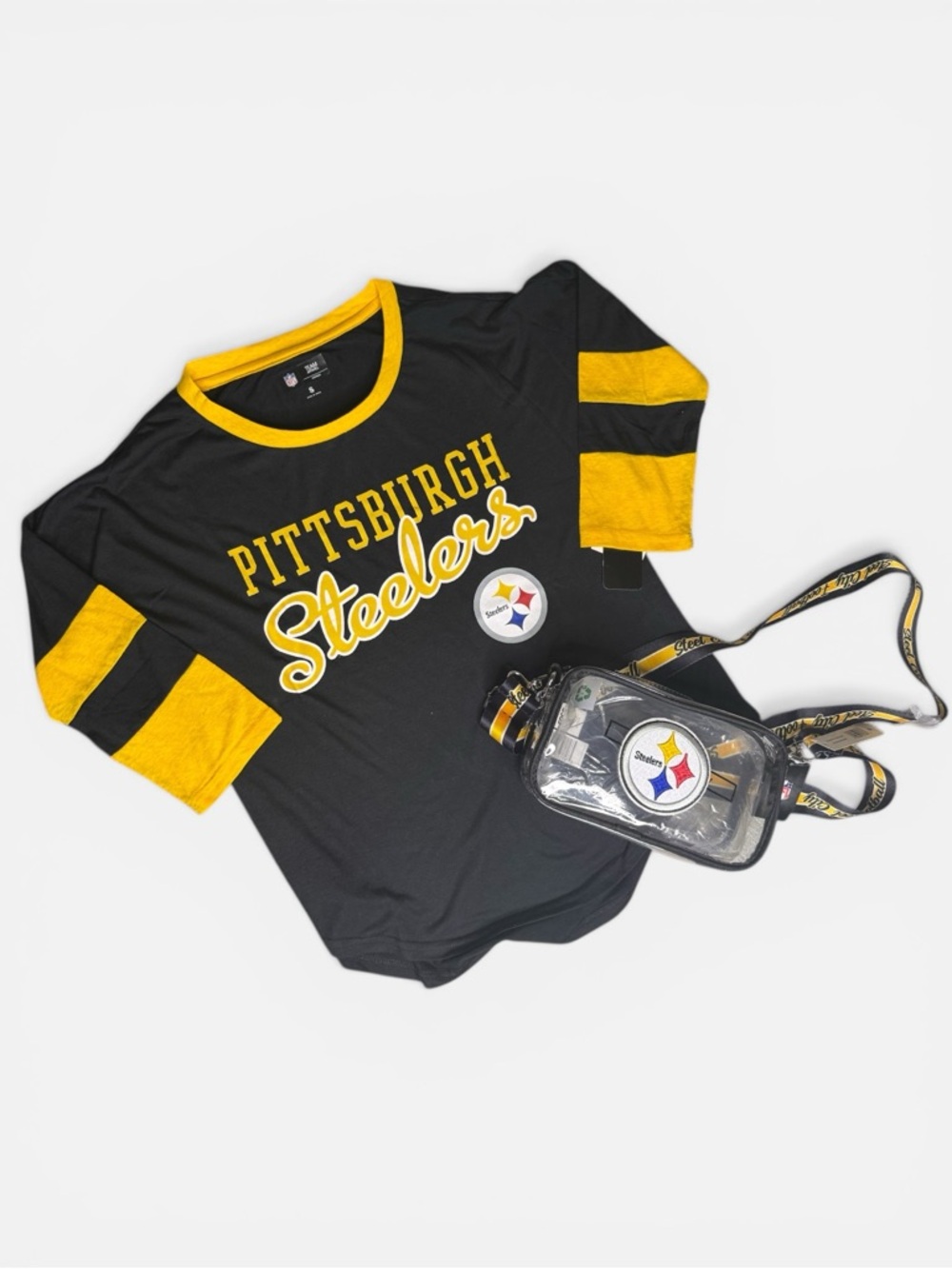 Pittsburgh Steelers Women’s Bundle Shirt + Clear Stadium Bag NWT Size S NFL